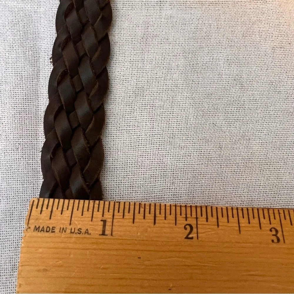 Vintage Gap Leather Braided Brown Belt, Silver Buckle, XL